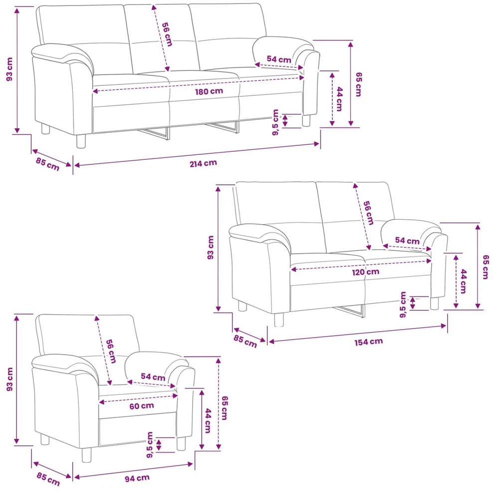 Sofa Sofos komplektas 3 vnt. Kreminė Aksomas