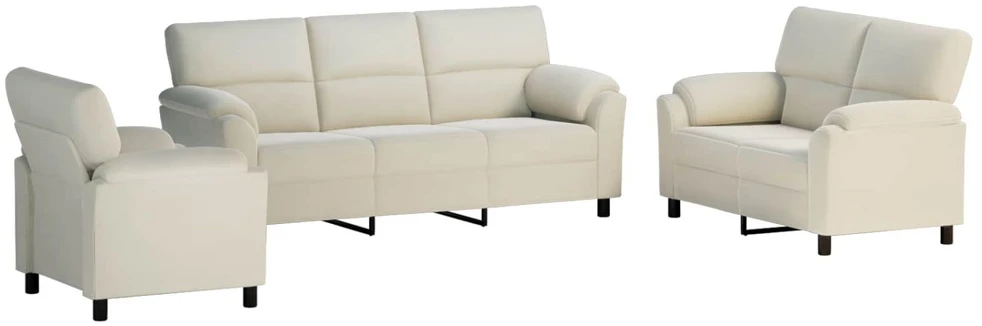 Sofa Sofos komplektas 3 vnt. Kreminė Aksomas