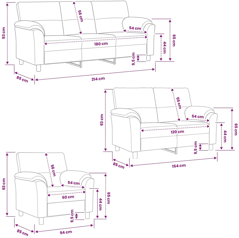 Sofa Sofos komplektas 3 vnt. Kreminė Aksomas