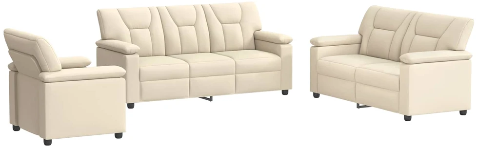 Sofa Sofos komplektas 3 vnt. Kreminė Dirbtinė oda