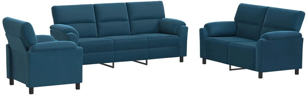 Sofa Sofos komplektas 3 vnt. Mėlyna Aksomas
