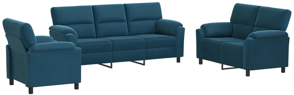 Sofa Sofos komplektas 3 vnt. Mėlyna Aksomas