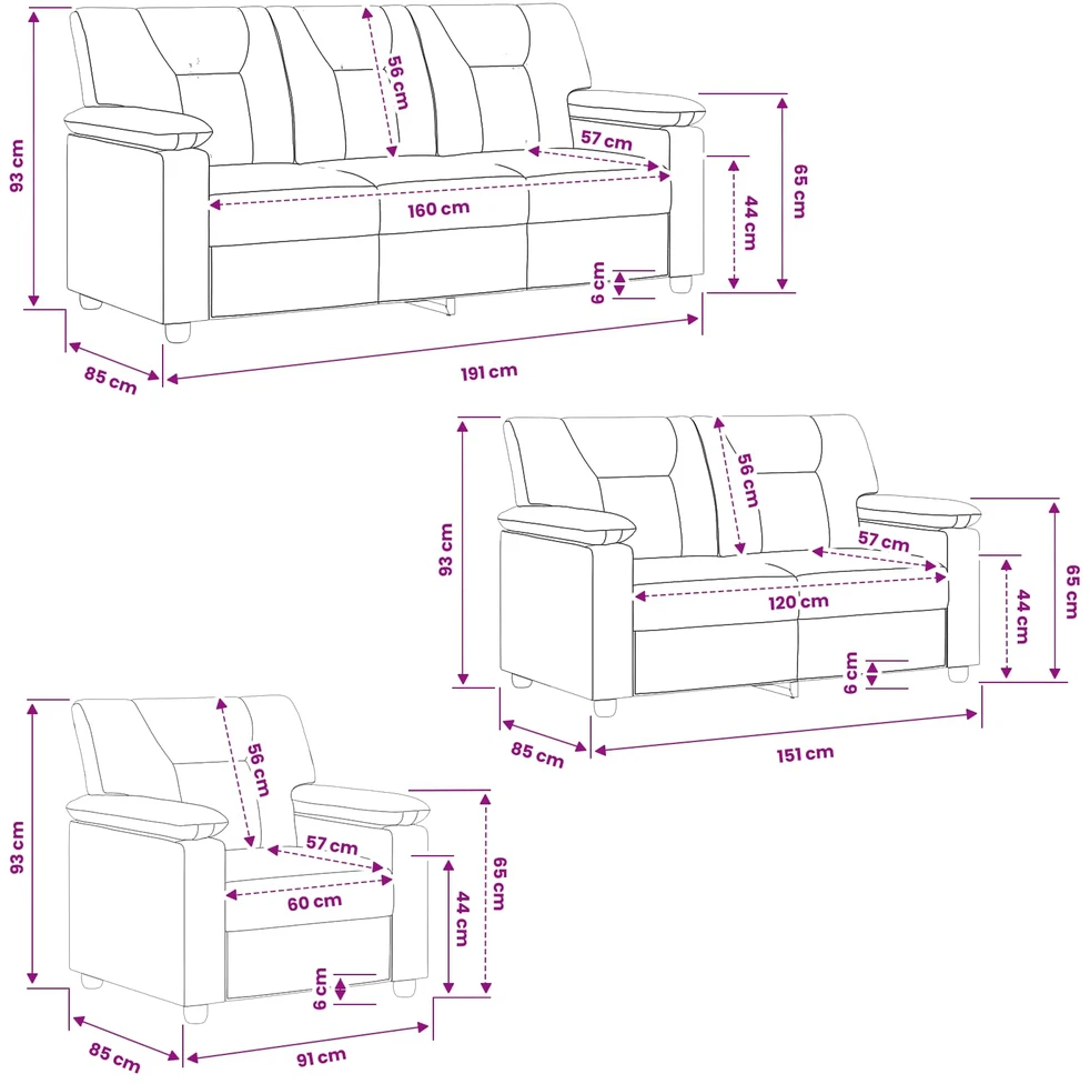 Sofa Sofos komplektas 3 vnt. Pilka Dirbtinė oda