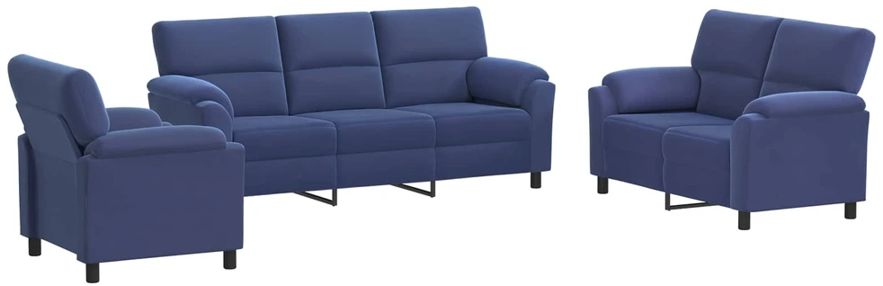 Sofa Sofos komplektas 3 vnt. Policijos mėlyna Aksomas