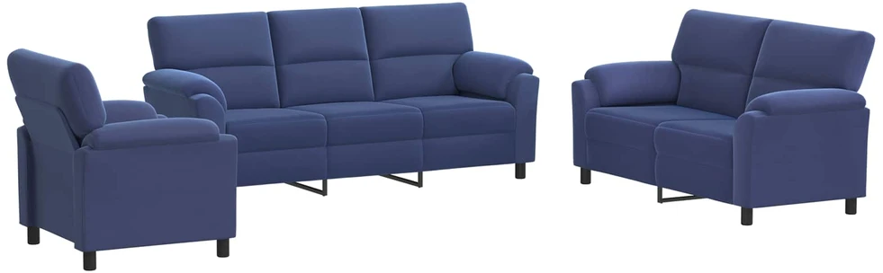 Sofa Sofos komplektas 3 vnt. Policijos mėlyna Aksomas