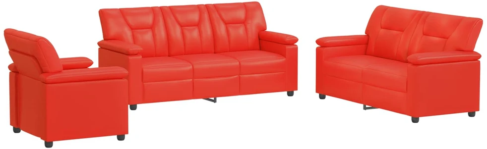 Sofa Sofos komplektas 3 vnt. Raudona Dirbtinė oda