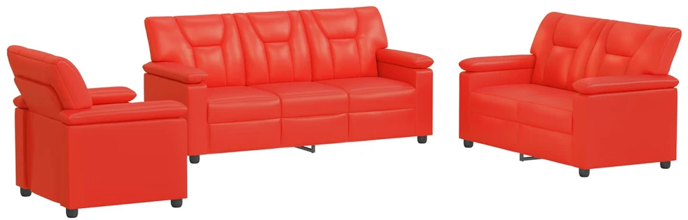 Sofa Sofos komplektas 3 vnt. Raudona Dirbtinė oda