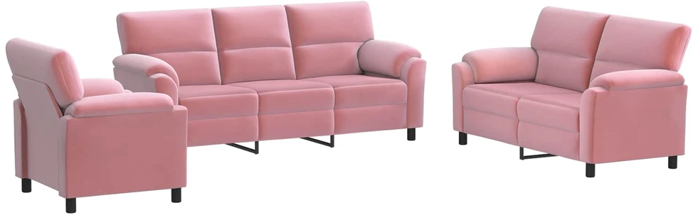 Sofa Sofos komplektas 3 vnt. Rožinė Aksomas