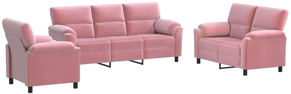Sofa Sofos komplektas 3 vnt. Rožinė Aksomas