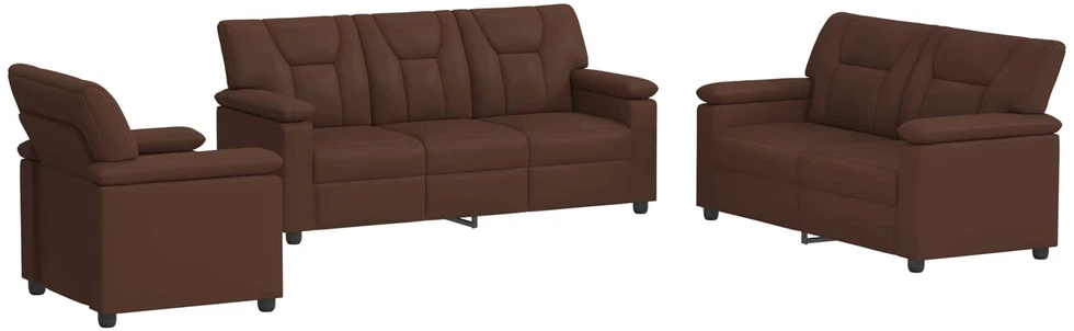 Sofa Sofos komplektas 3 vnt. Ruda Dirbtinė oda