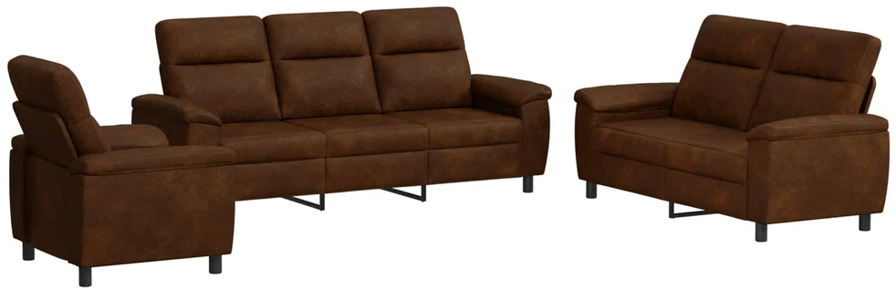 Sofa Sofos komplektas 3 vnt. Ruda Dirbtinė suedė oda