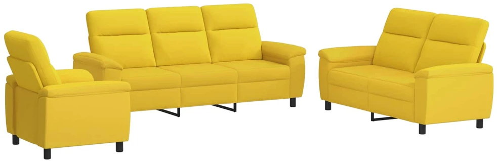 Sofa Sofos komplektas 3 vnt. Šviesi geltona Audinys