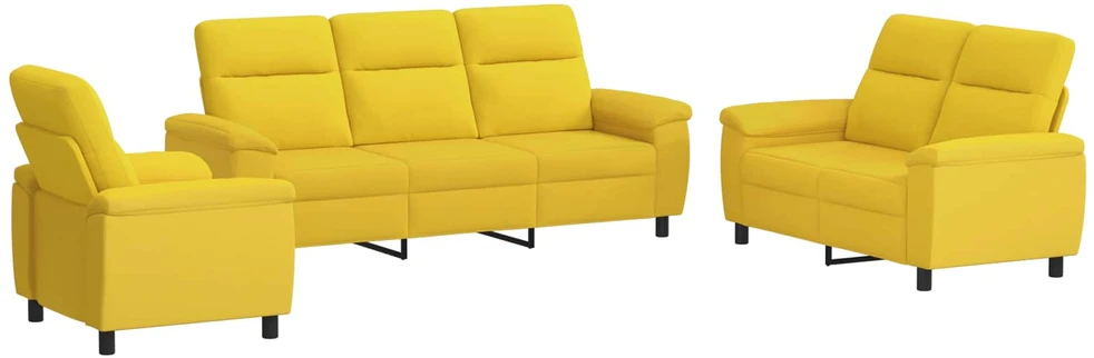 Sofa Sofos komplektas 3 vnt. Šviesi geltona Audinys