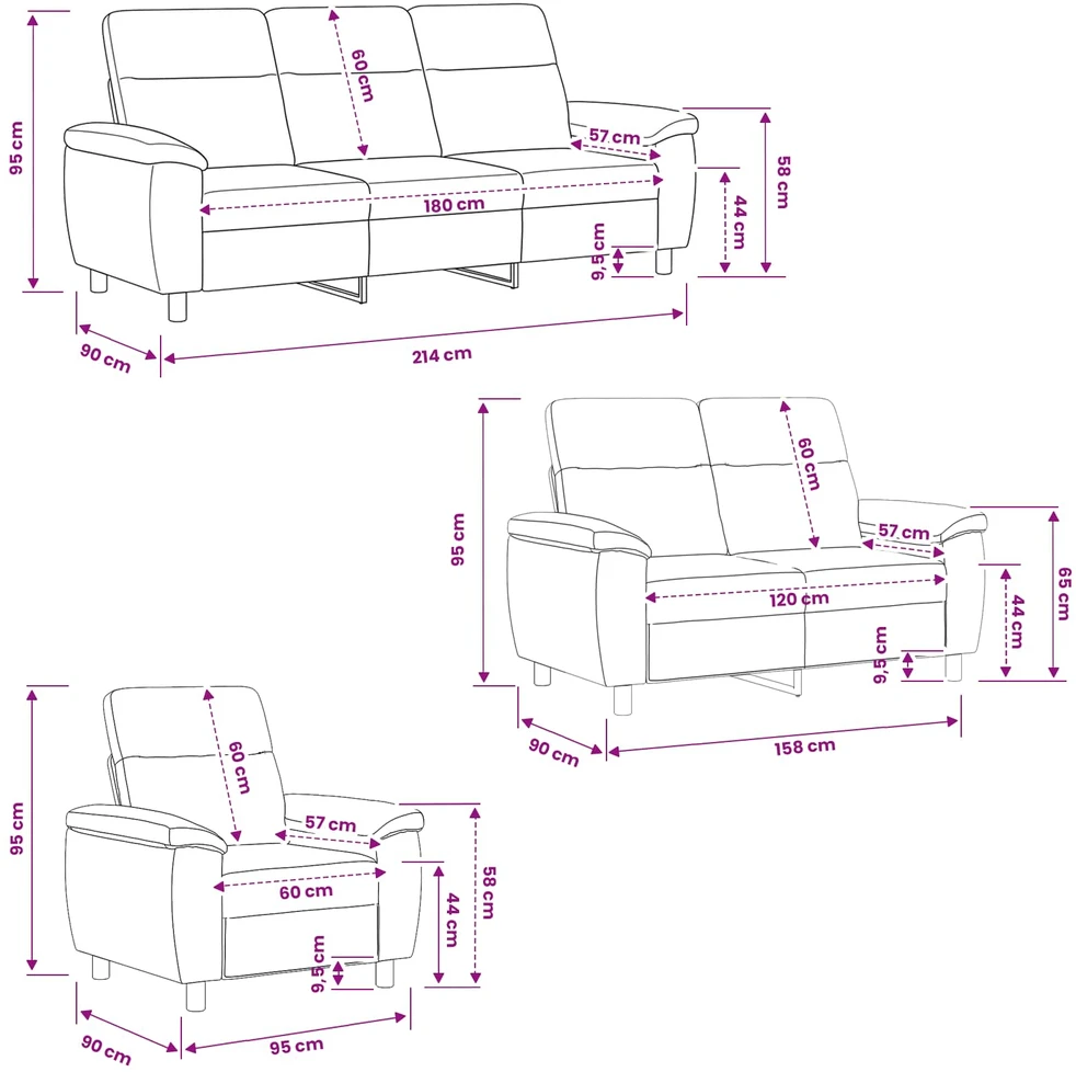 Sofa Sofos komplektas 3 vnt. Šviesiai pilka Audinys