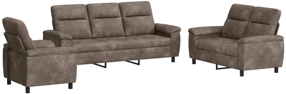 Sofa Sofos komplektas 3 vnt. Šviesiai pilka Dirbtinė suedė oda