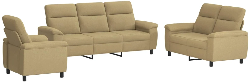 Sofa Sofos komplektas 3 vnt. Šviesiai rudas Audinys
