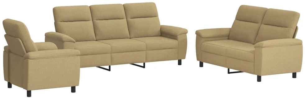 Sofa Sofos komplektas 3 vnt. Šviesiai rudas Audinys
