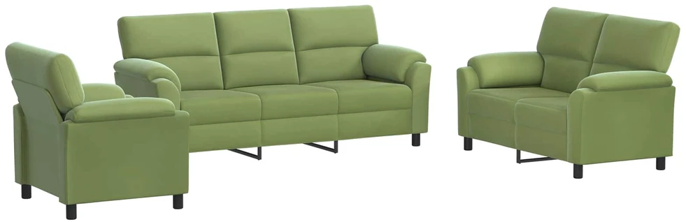 Sofa Sofos komplektas 3 vnt. Šviesiai žalia Aksomas