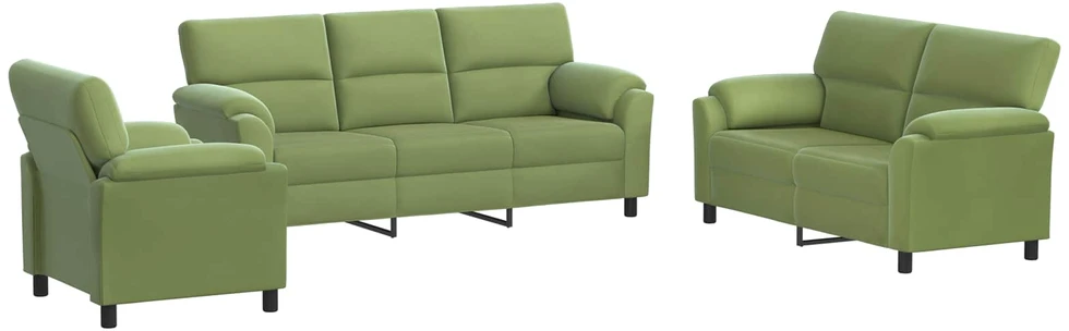 Sofa Sofos komplektas 3 vnt. Šviesiai žalia Aksomas