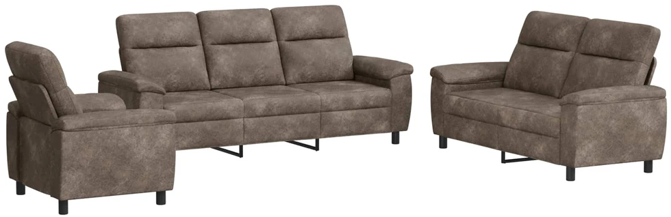 Sofa Sofos komplektas 3 vnt. Tamsiai pilka Dirbtinė suedė oda