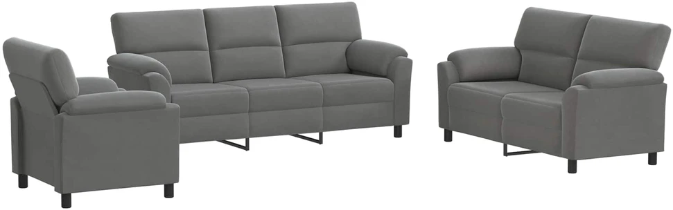 Sofa Sofos komplektas 3 vnt. Tamsiai pilka Aksomas