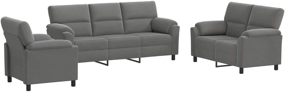 Sofa Sofos komplektas 3 vnt. Tamsiai pilka Aksomas