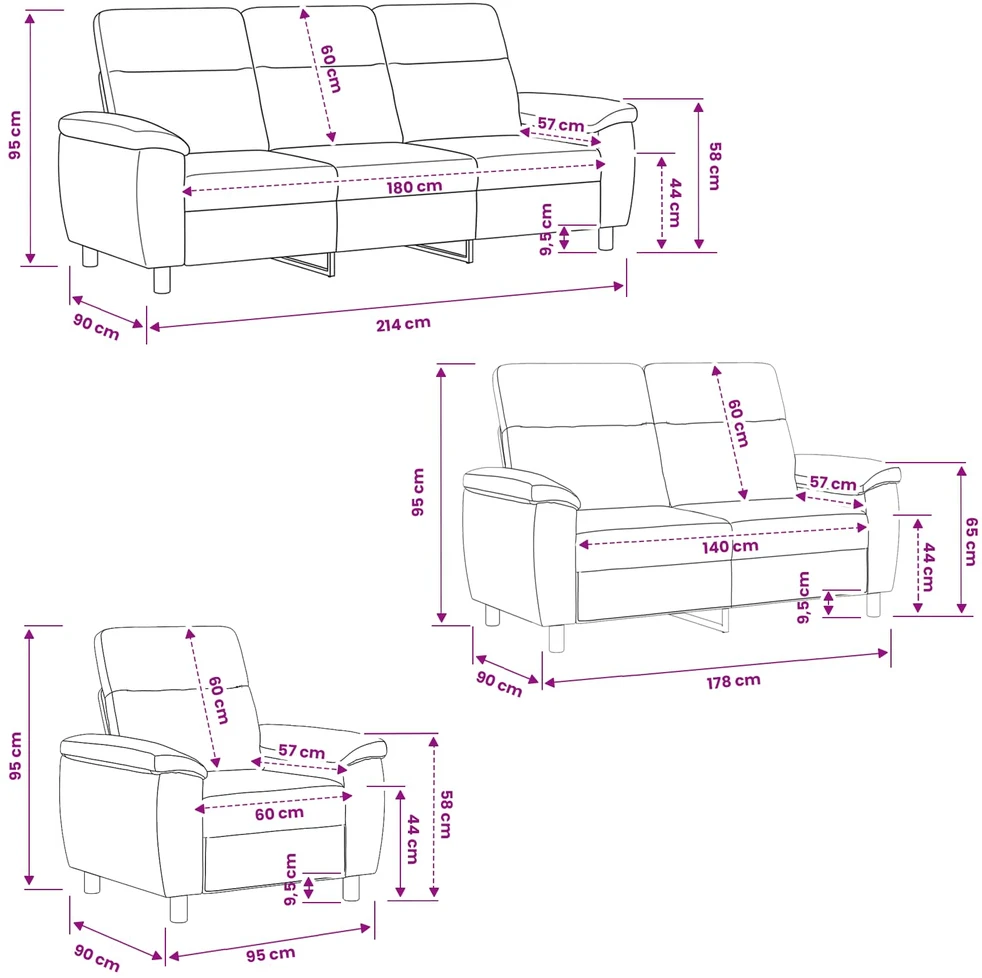 Sofa Sofos komplektas 3 vnt. Taupe Audinys