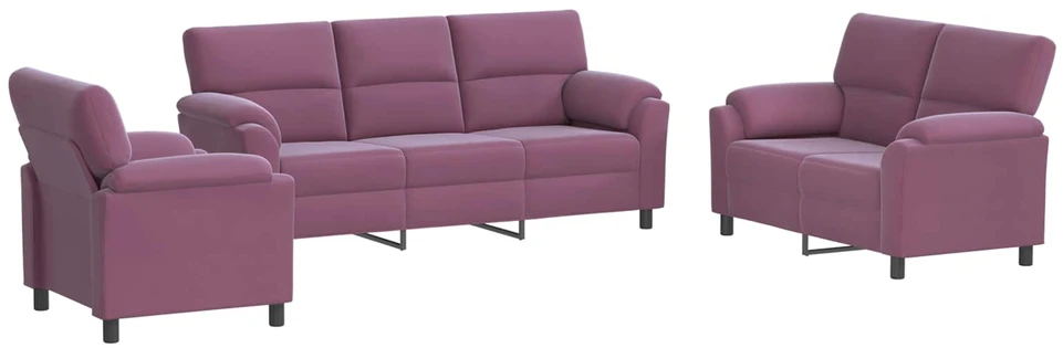 Sofa Sofos komplektas 3 vnt. Violetinė Aksomas