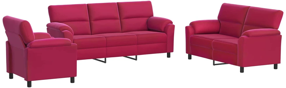Sofa Sofos komplektas 3 vnt. Vyno raudona Aksomas