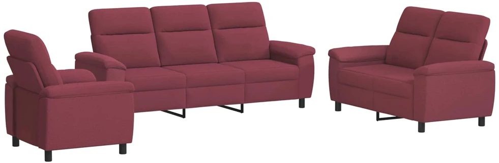 Sofa Sofos komplektas 3 vnt. Vyno raudona Audinys
