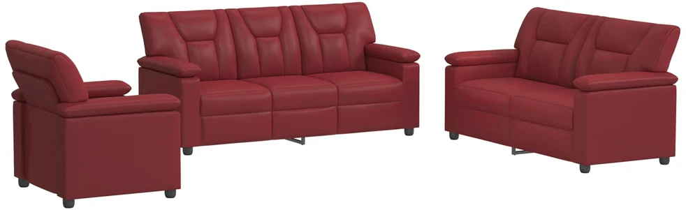 Sofa Sofos komplektas 3 vnt. Vyno raudona Dirbtinė oda
