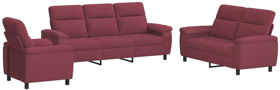 Sofa Sofos komplektas 3 vnt. Vyno raudona Audinys