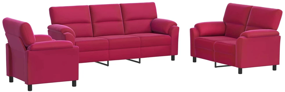 Sofa Sofos komplektas 3 vnt. Vyno raudona Aksomas