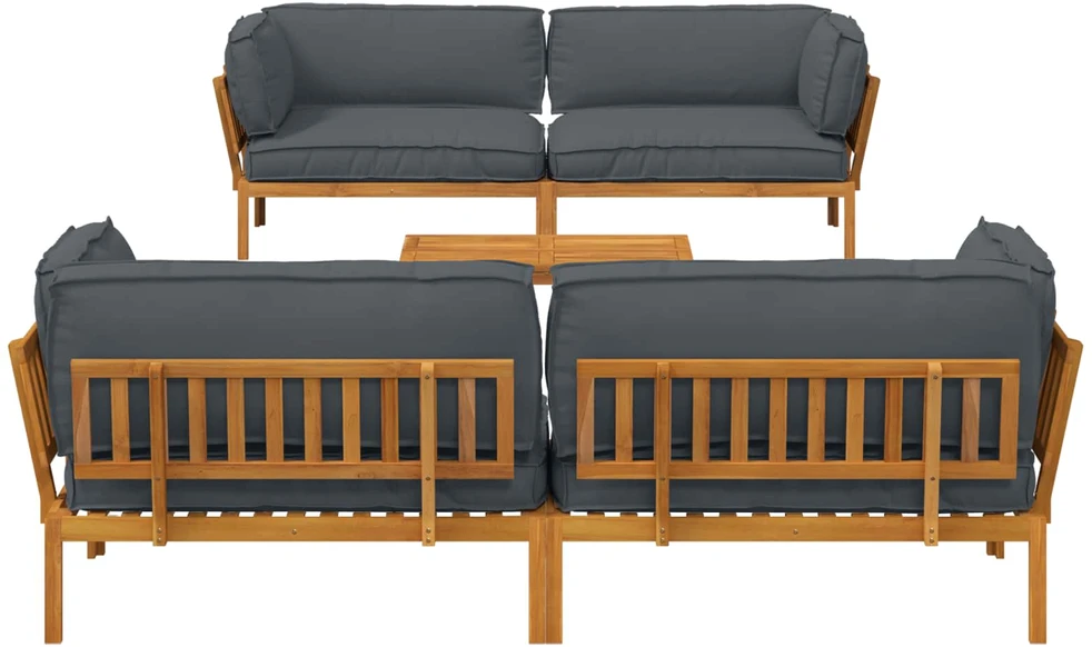 Sofa Sofos komplektas 5 vnt. Antracitas Kietos akacijos mediena
