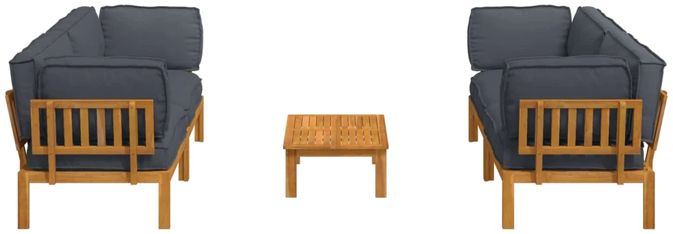 Sofa Sofos komplektas 5 vnt. Antracitas Kietos akacijos mediena