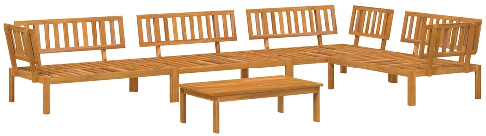Sofa Sofos komplektas 5 vnt. Antracitas Kietos akacijos mediena