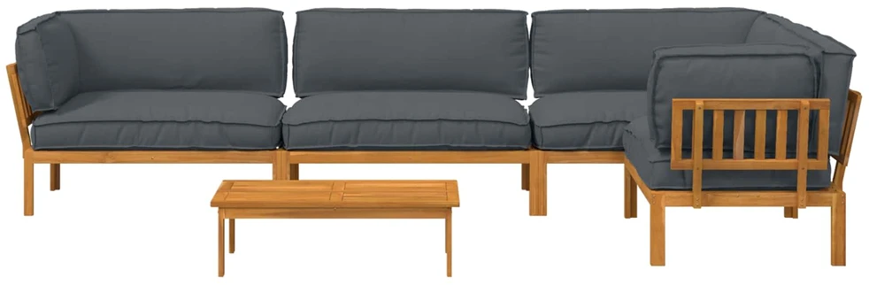 Sofa Sofos komplektas 5 vnt. Antracitas Kietos akacijos mediena
