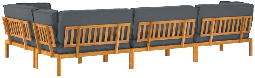 Sofa Sofos komplektas 5 vnt. Antracitas Kietos akacijos mediena