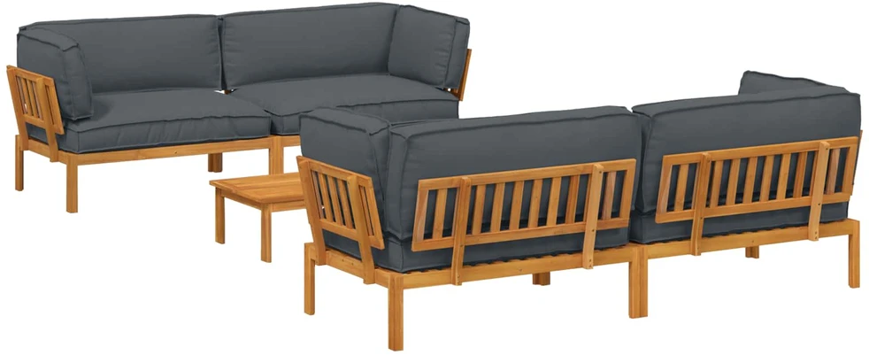 Sofa Sofos komplektas 5 vnt. Antracitas Kietos akacijos mediena