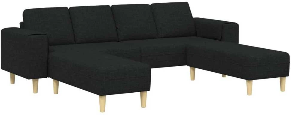 Svetainės sofa 3 vnt. Juoda Poliesteris