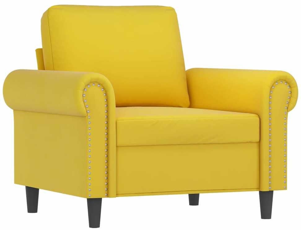 Sofa Sofos komplektas su pagalvėlėmis, 4 dalių, geltonas, aksomas