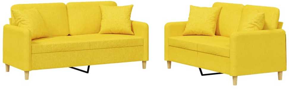 Sofa Sofos komplektas su pagalvėmis, 2 dalių, geltonas, audinys