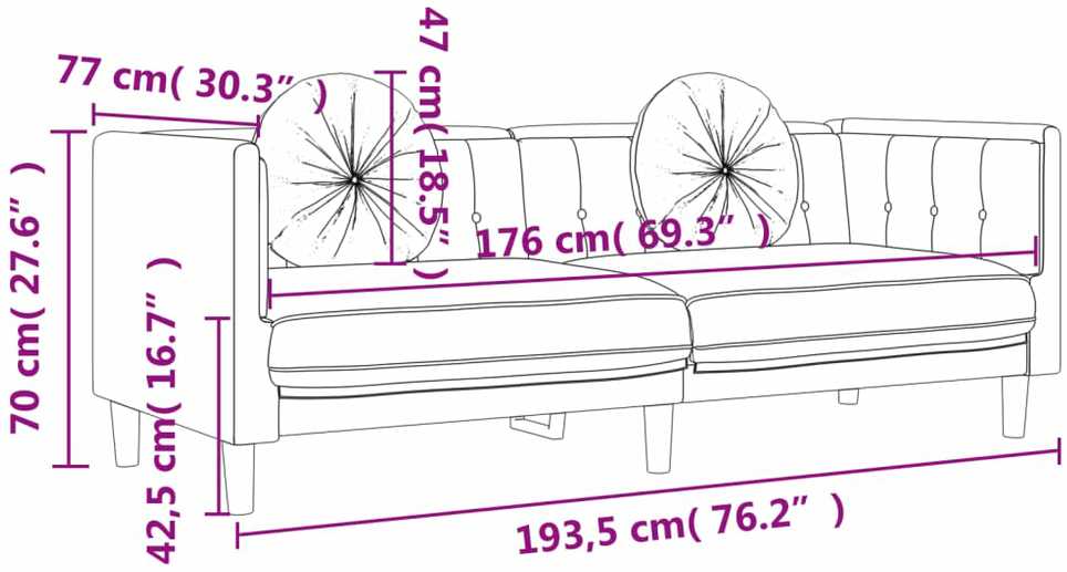 Sofa Sofos komplektas su pagalvėmis, 3 dalių, žalias, aksomas