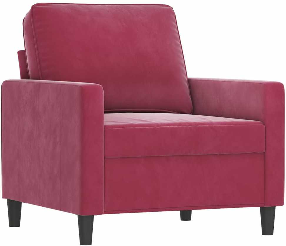 Sofa Sofos komplektas su pagalvėmis, 3 dalių, vyno, aksomas
