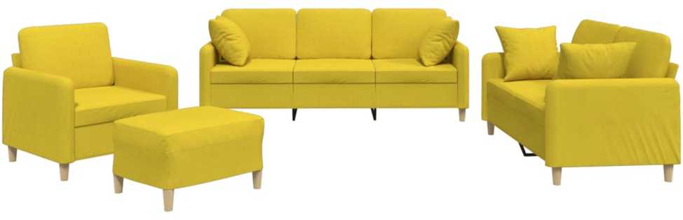 Sofa Sofos komplektas su pagalvėmis, 4 dalių, geltonas, audinys