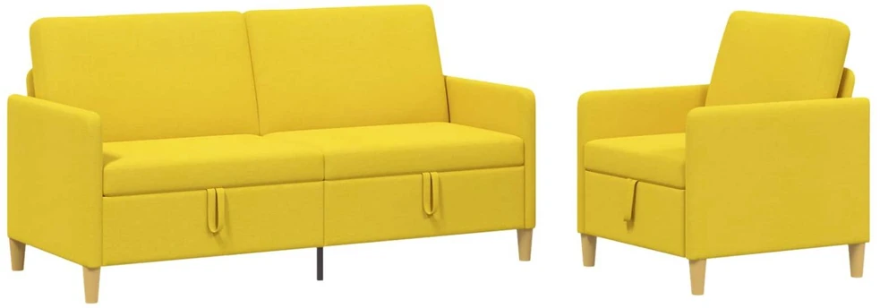 Sofa Sofos komplektas su saugojimu 2 vnt. Šviesi geltona Poliesteris