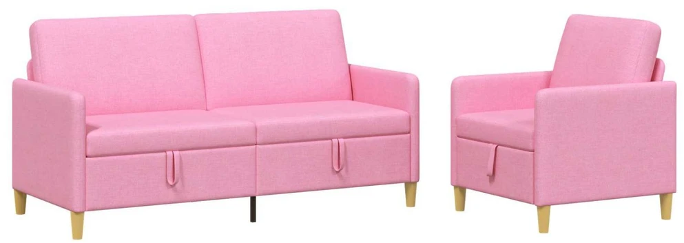 Sofa Sofos komplektas su saugojimu 2 vnt. Rožinė Poliesteris