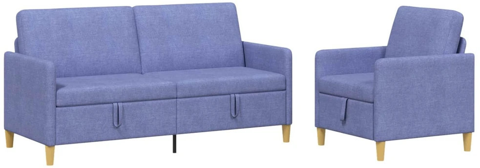 Sofa Sofos komplektas su saugojimu 2 vnt. Džinsinės mėlynos