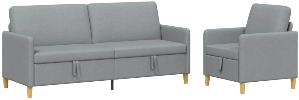 Sofa Sofos komplektas su saugojimu 2 vnt. Šviesiai pilka Poliesteris