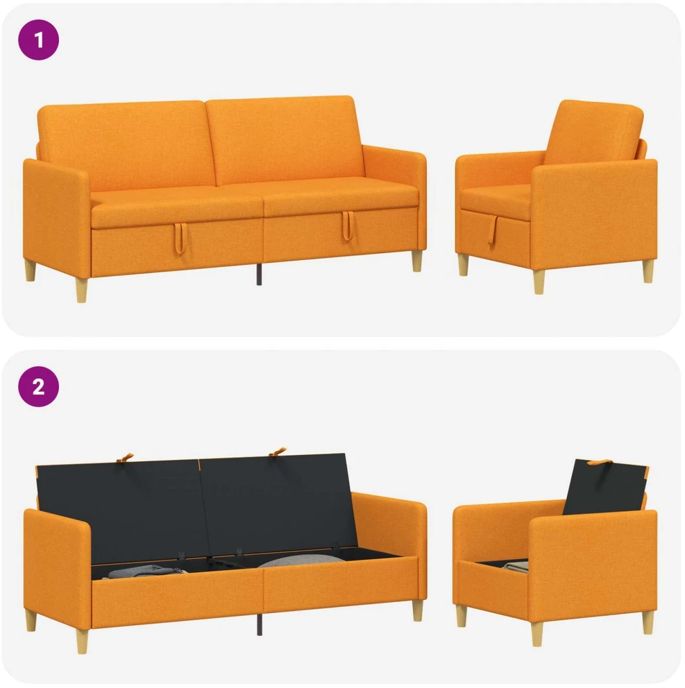 Sofa Sofos komplektas su saugojimu 2 vnt. Tamsiai geltona